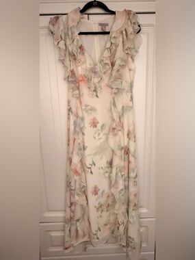 H&M Floral Ruffle Midi Dress | Soft Romantic | Size Medium